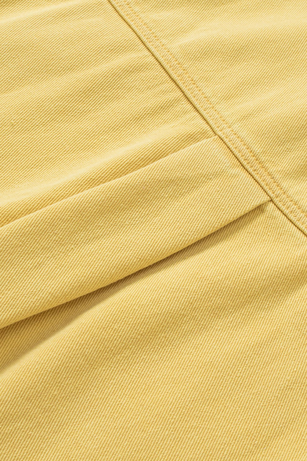 Yellow Distressed Raw Hem Denim Jacket with Chest Pockets