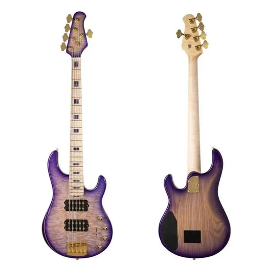 Purple Body 5 Strings Electric Bass Guitar with Maple Neck