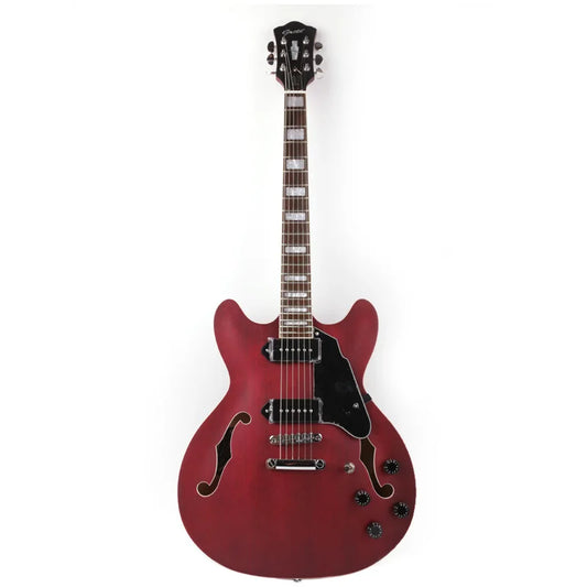 Grote F Hole Semi Hollow Body Electric Guitar (Double P90 pickups)  - Red