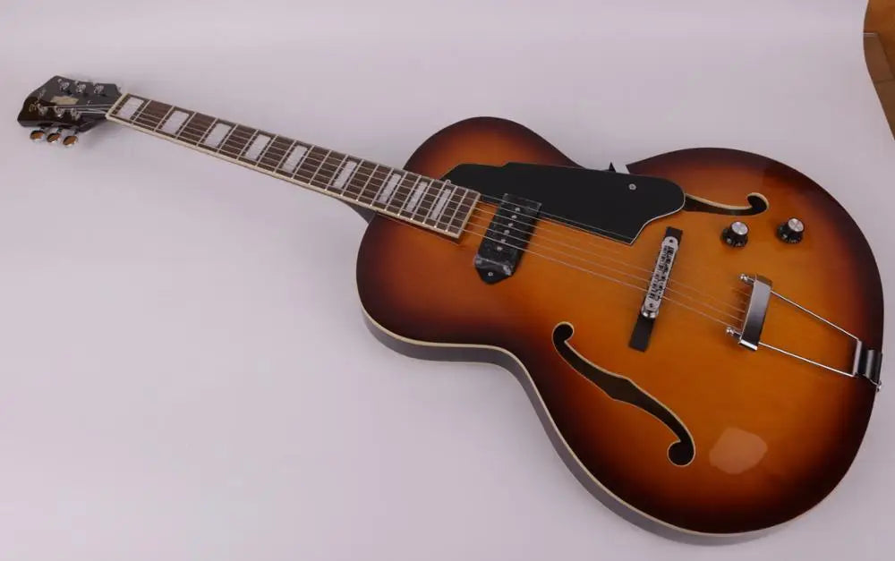 Flamed Maple Semi Hollow P90 Black Pickup Electric Jazz Guitar