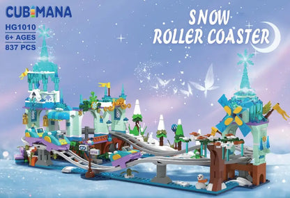 Frozen Roller Coaster Building Set with LED-City Ice Snow Amusement Park Rollercoaster Toy