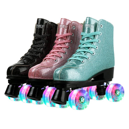 Kids Flashing Quad Dance Roller Skates with Flashing Wheels