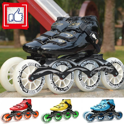 Advanced Carbon Fiber Inline Speed Skates - 7075 Alloy CNC Frame |  85A Durable PU 110mm 100mm 90mm Roller Wheels