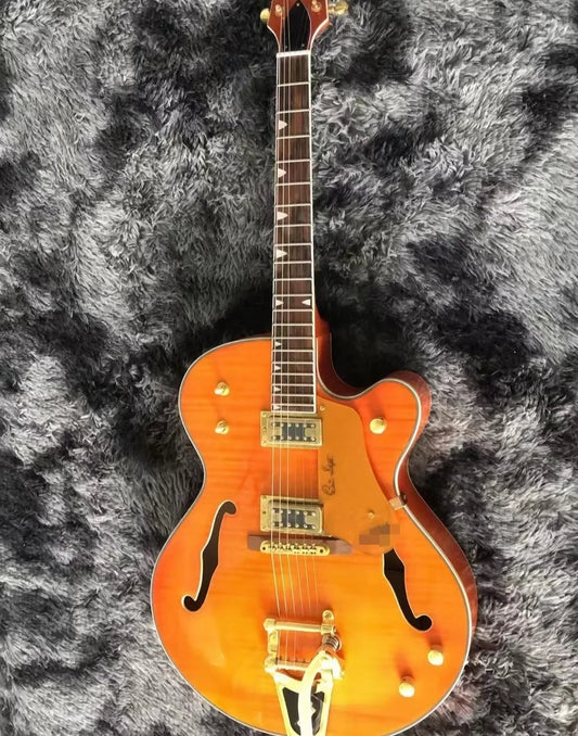 Jazz Semi Hollow Body Electric Guitar - Orange