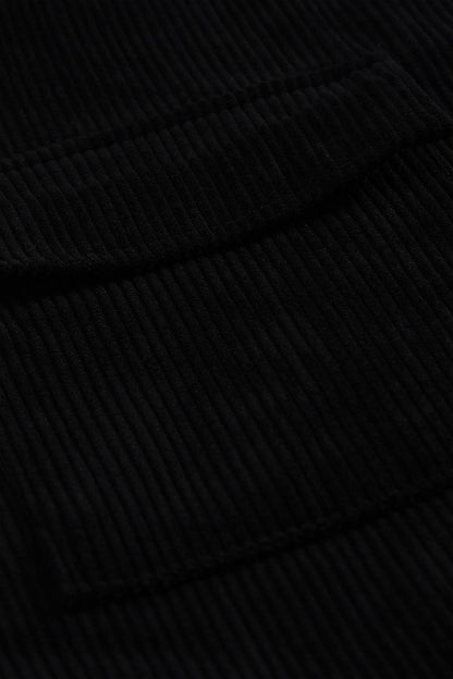 Pocketed Button Ribbed Textured Shacket