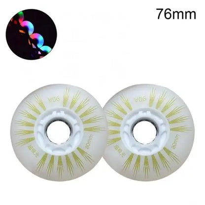Outdoor LED In-line Speed Skate Skating Light Flashing Roller Wheels (80/76/72mm) - 2Pcs