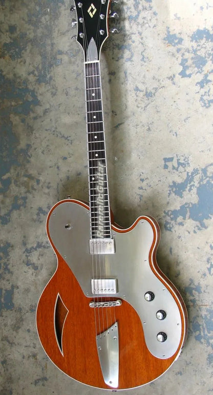 Rare Josh Homme Queens Stone Sunburst Jazz Electric Guitar Ave Semi Hollow Body Grover Imperial Tuners Aluminum Pickguard