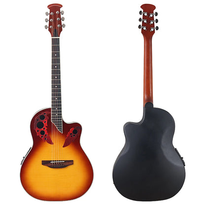 41" Ovation Model Round Back 6 String Electric Acoustic Guitar - Folk Style Cutaway Design With Pick Up