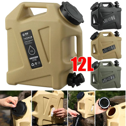 3.2 Gallon/12L Camping Water Container with Spigot BPA Free Car Water Carrier Tank Large Capacity Truly No Leakage Multifunction