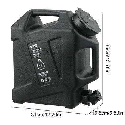3.2 Gallon/12L Camping Water Container with Spigot BPA Free Car Water Carrier Tank Large Capacity Truly No Leakage Multifunction