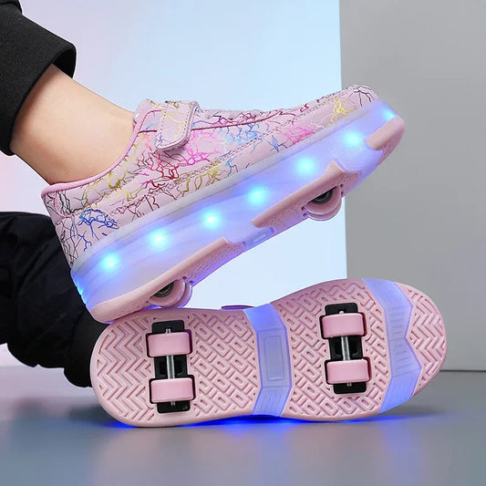 Men's Detachable LED Skates Shoes (Neon Thunder)