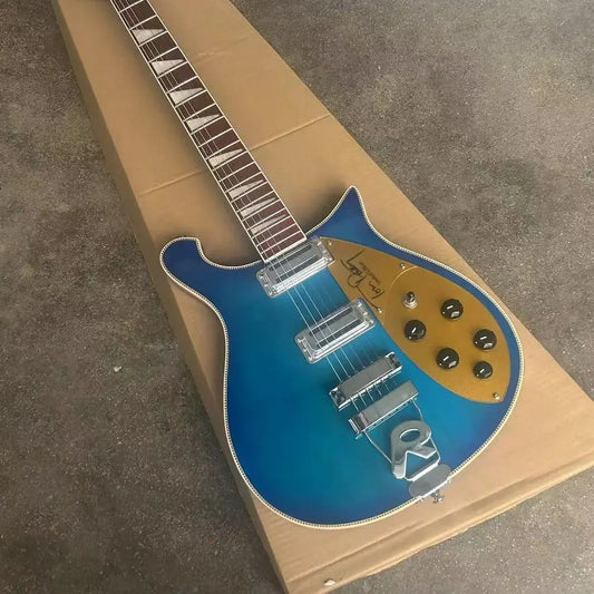 Wavy Blue Electric Guitar with Gold Pickup