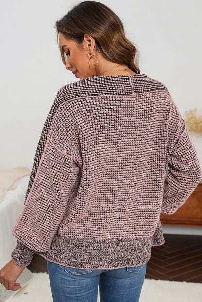 Black Chunky Knit Pockets Drop Sleeve Cardigan