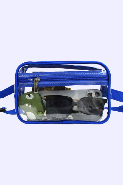 Sky Blue Clear PVC Adjustable Strap Crossbody Bag