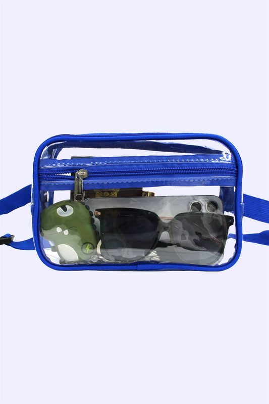 Sky Blue Clear PVC Adjustable Strap Crossbody Bag