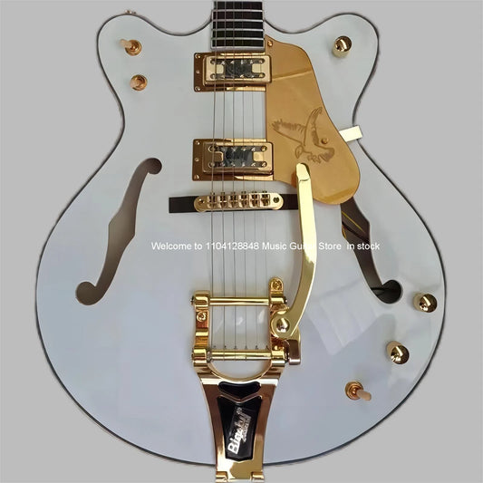 Semi-hollow 6 String Mahogany Jazz Electric Guitar (Double Output, Large Tremolo Bridge)