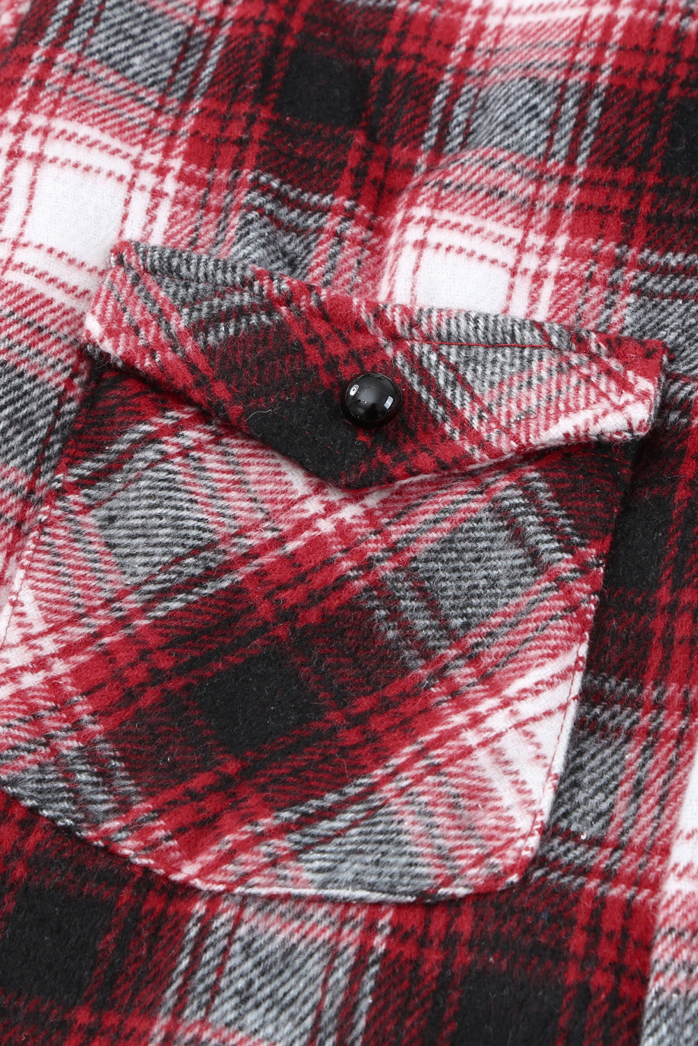 Black Button Up Collared Plaid Shacket
