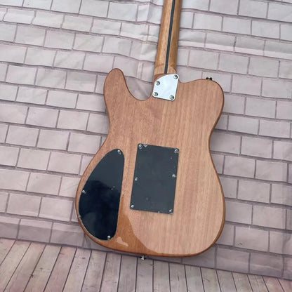 Semi Hollow Electric Guitar, with a natural wood color body