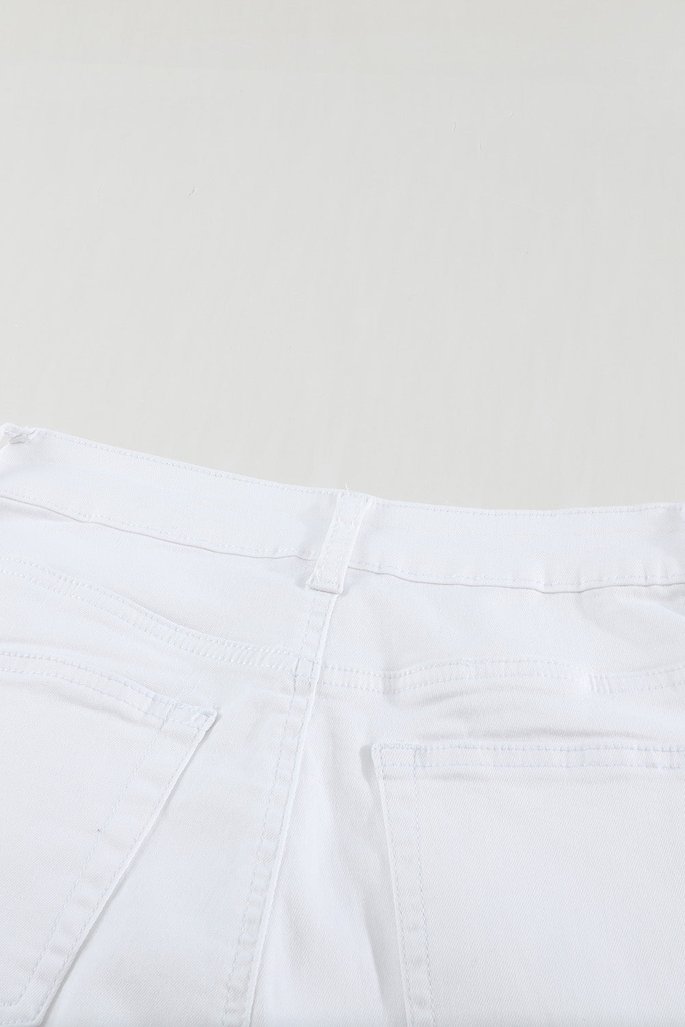 White Plain Buttons Frayed Raw Hem High Waist Denim Jeans