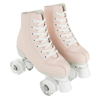 Women's Colorful Outdoor Hi Top PU Leather Quad Roller Skates with LED Wheels