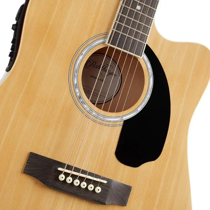 Ashthorpe Full-Size Dreadnought Cutaway Acoustic Electric Bundle - Premium Tone woods - Natural Guitar