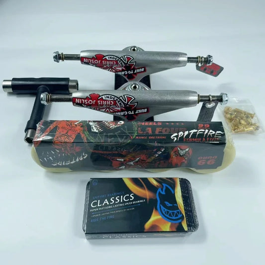 Skateboard Parts Kit (Spitfire Wheels,  5.25 5.5" Bearing, Trucks, T-tool, Metal Fitting Screws)