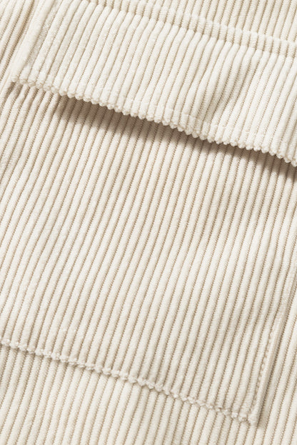 Pocketed Button Ribbed Textured Shacket
