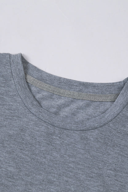Green Plain Solid Color Crew Neck Tee