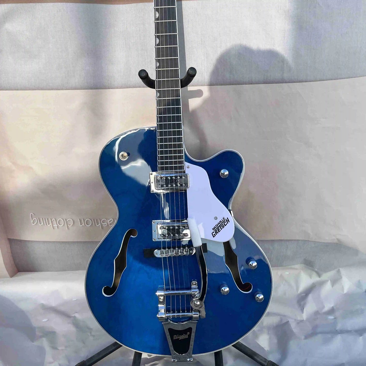Blue Semi-Hollow 6-String Tremolo, 22 Rosewood frets, Electric JAZZ guitar