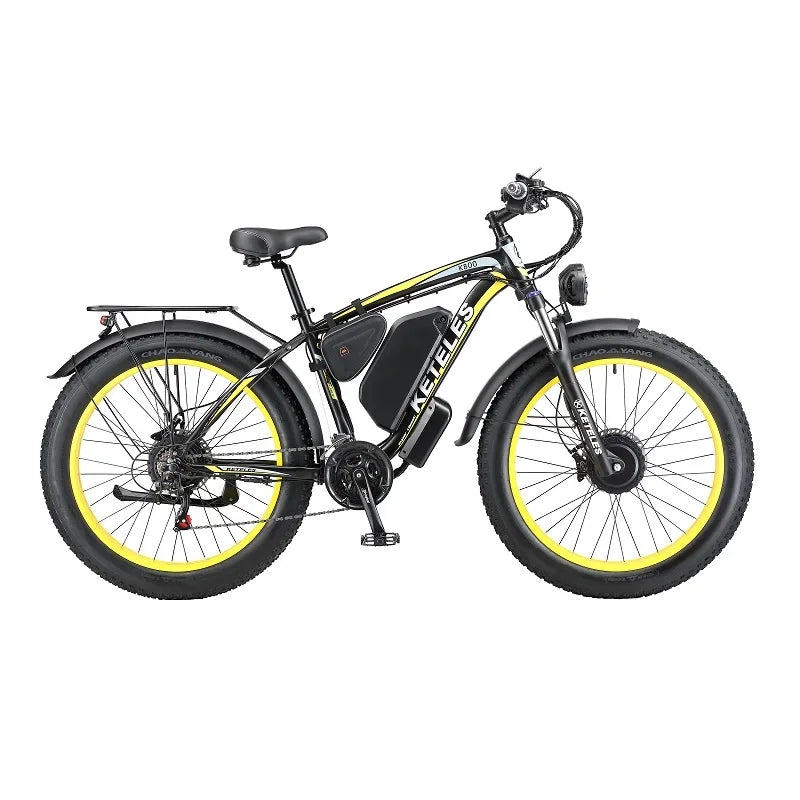 2000W High Power Two Wheel Drive Dual Motor Electric Bike With 26AH Lithium Battery and 26x4.0 inch Fat Tire E-Bike