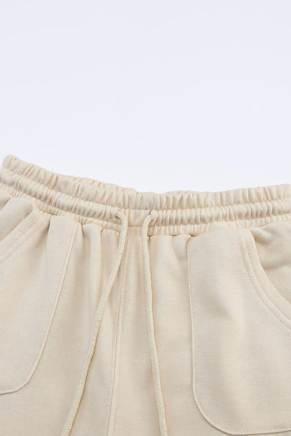 Apricot Mineral Washed Drawstring High Waisted Wide Leg Pants