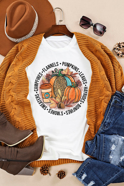 White Pumpkin Crewneck Halloween Graphic T Shirt