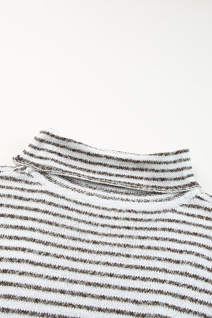 Black Striped Turtleneck Long Sleeve Sweater
