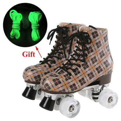 Flannel Pattern Aluminum Alloy Sole Quad Skates