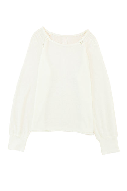 Brown Plain Raglan Sleeve Casual Pullover Sweater