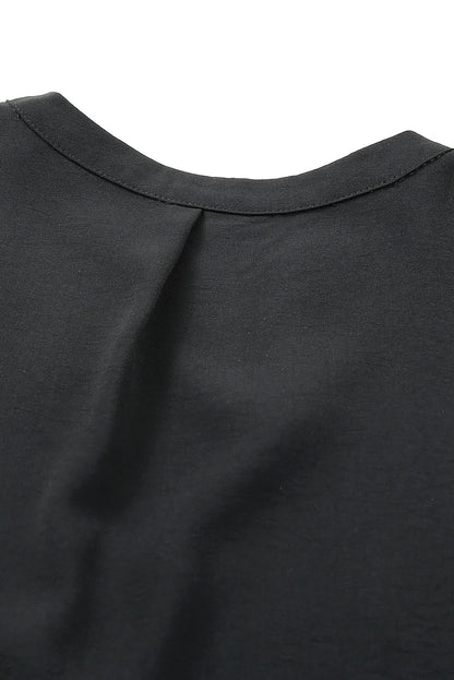 Navy Blue Split V Neck Short Sleeve Tunic Dress
