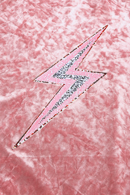 Pink Lightning Drop Shoulder Cute Pullover Hoodie