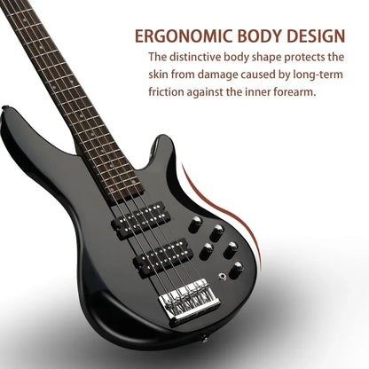 5 String Electric Bass Guitar, Full Size Standard Right Handed Rosewood Fretboard Bass Kit