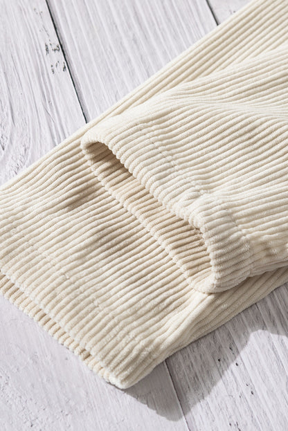 Pocketed Button Ribbed Textured Shacket