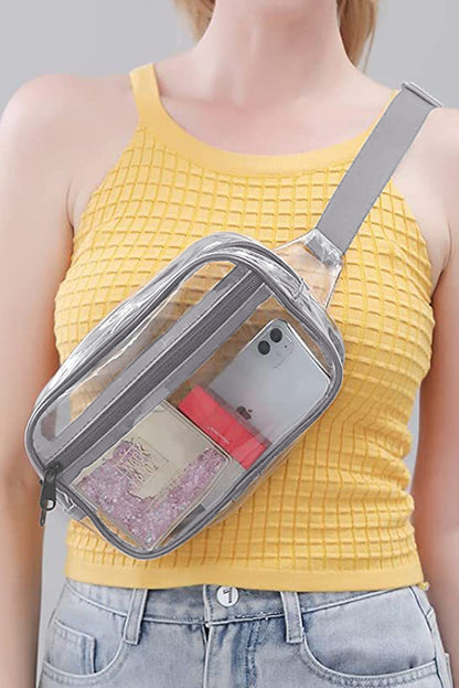 Sky Blue Clear PVC Adjustable Strap Crossbody Bag