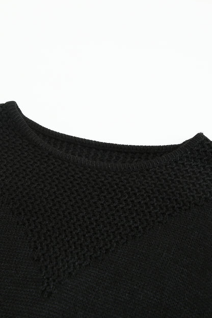 Black & White Colorblock Casual Chevron Pullover Sweater