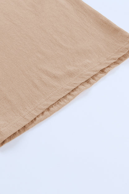 Brown Smocked Wide Waistband High Waist Wide Leg Pants