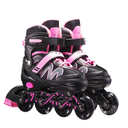 Kids Adjustable 4 Wheel Inline Roller Skate  with Flash Light Up Wheels