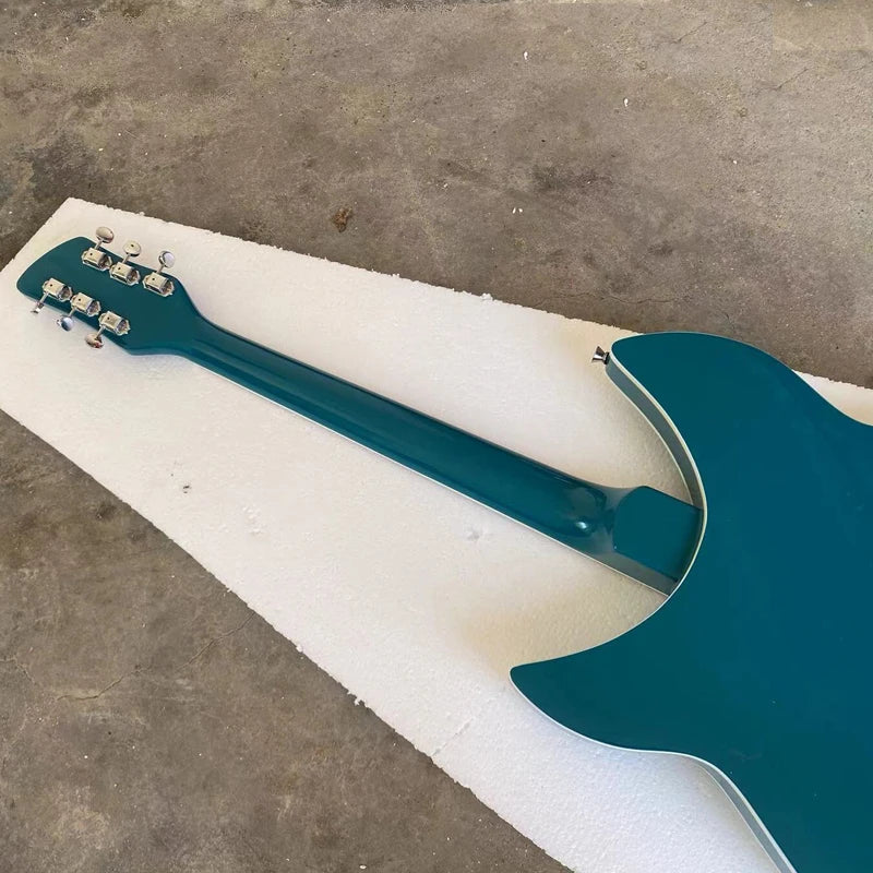 Metallic Turquoise Blue 360 6 String Semi Hollow Body Electric Guitar (R Shaped Tailpiece, Rosewood Fretboard)