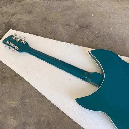 Metallic Turquoise Blue 360 6 String Semi Hollow Body Electric Guitar (R Shaped Tailpiece, Rosewood Fretboard)