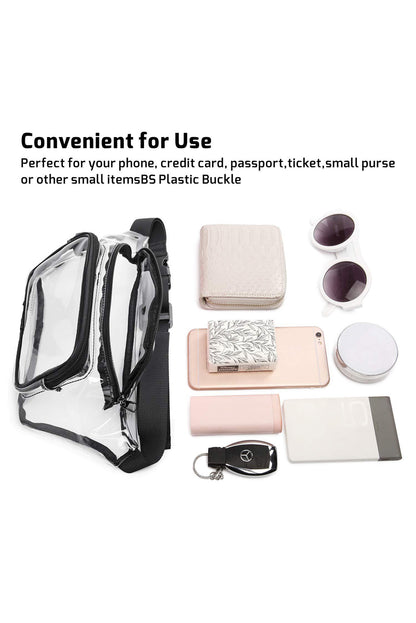 Black Adjustable Strap Clear PVC Waist Bag