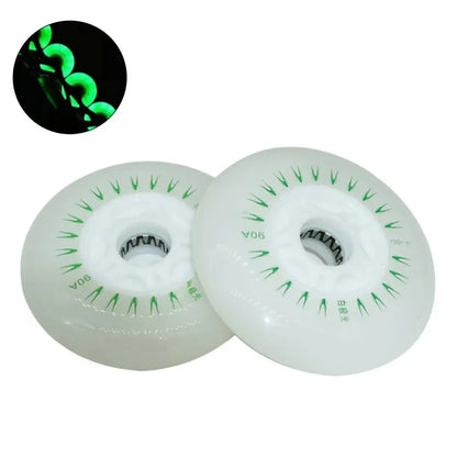 Outdoor LED In-line Speed Skate Skating Light Flashing Roller Wheels (80/76/72mm) - 2Pcs