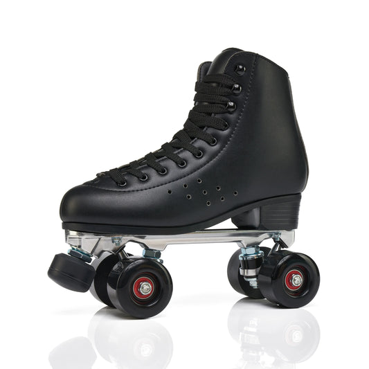 Professional Indoor/Outdoor Quad Roller Skates - Black