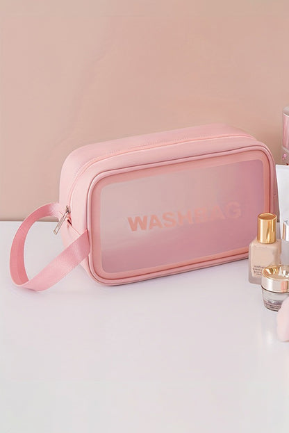 Black WASHBAG Print Clear Frosted Waterproof Bag Set