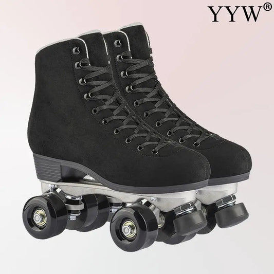 Women's Retro Solid Color Quad Roller Skates
